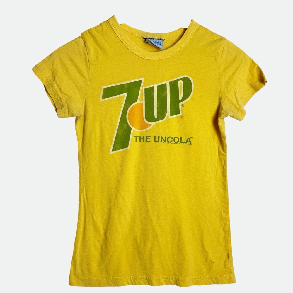 Junk Food Women S 7-UP The Uncola Yellow Baby Tee Y2K Grunge Skater Girl